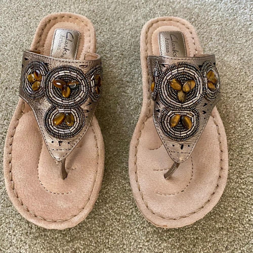 Clarks Women's Brown Beaded Sandals